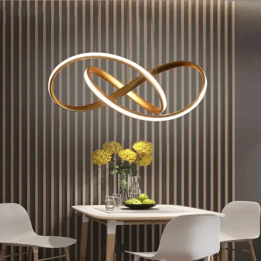 Modern gold and white infinity loop pendant light with sleek design lamp moedorn led for living room hanging lamp moedorn