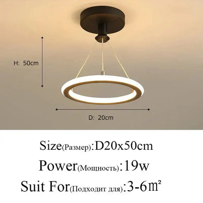 Modern gold iron dining chandelier ceiling lamp with a minimalist ring-shaped led ceiling lamp and black mounting base