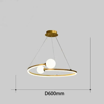 Modern gold iron led chandelier light with circular gold-toned pendant and two white bulbs for living room decorbites iron led