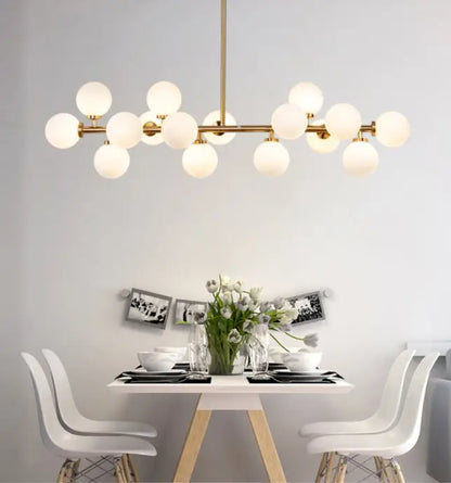 Modern gold island pendant light with frosted glass globe bulbs designed for living room use 220v-240v 110v-120v