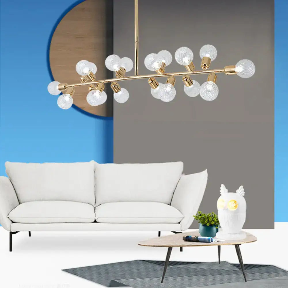 Decorbites modern gold lattice glass island pendant ceiling light with multiple clear textured glass globes 220v-240v