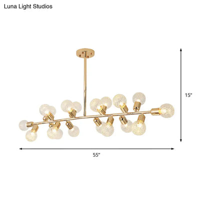 Decorbites modern gold lattice glass island pendant ceiling light with 18 clear globe bulbs for 220v-240v use
