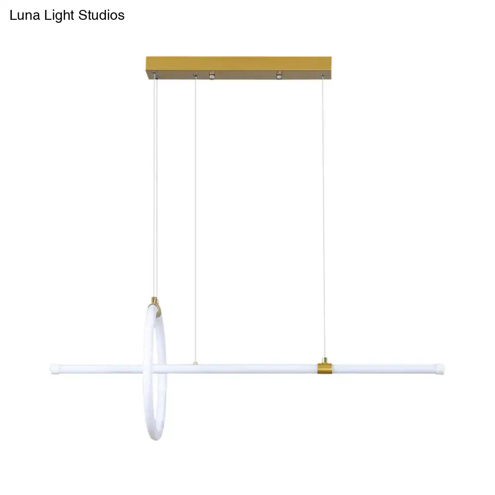 Modern minimalist DecorBites gold LED hanging lamp with white cylindrical LEDs for dining room ceiling lighting