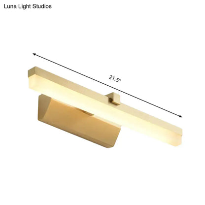 Modern gold finished rectangular led vanity lighting fixture with sleek design and 21.5 inch length for bathroom use