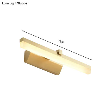 Modern gold led vanity lighting 16 inch rectangular wall sconce with sleek design and warm ambient glow for bathroom