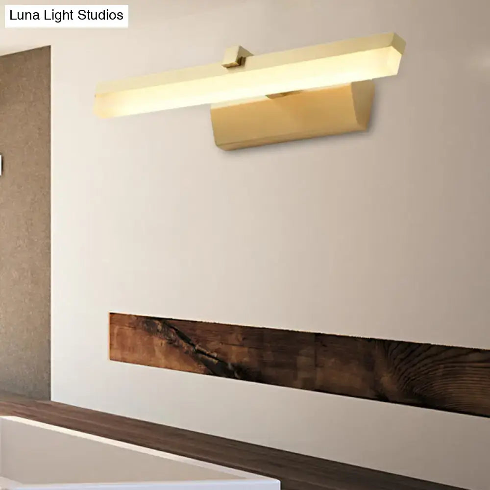 Modern gold finished rectangular wall-mounted led vanity lighting with sleek minimalist design for bathroom use