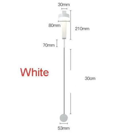 White pendant lamp with cylindrical shade and spherical base as modern led wall lamps with rotating sconce light