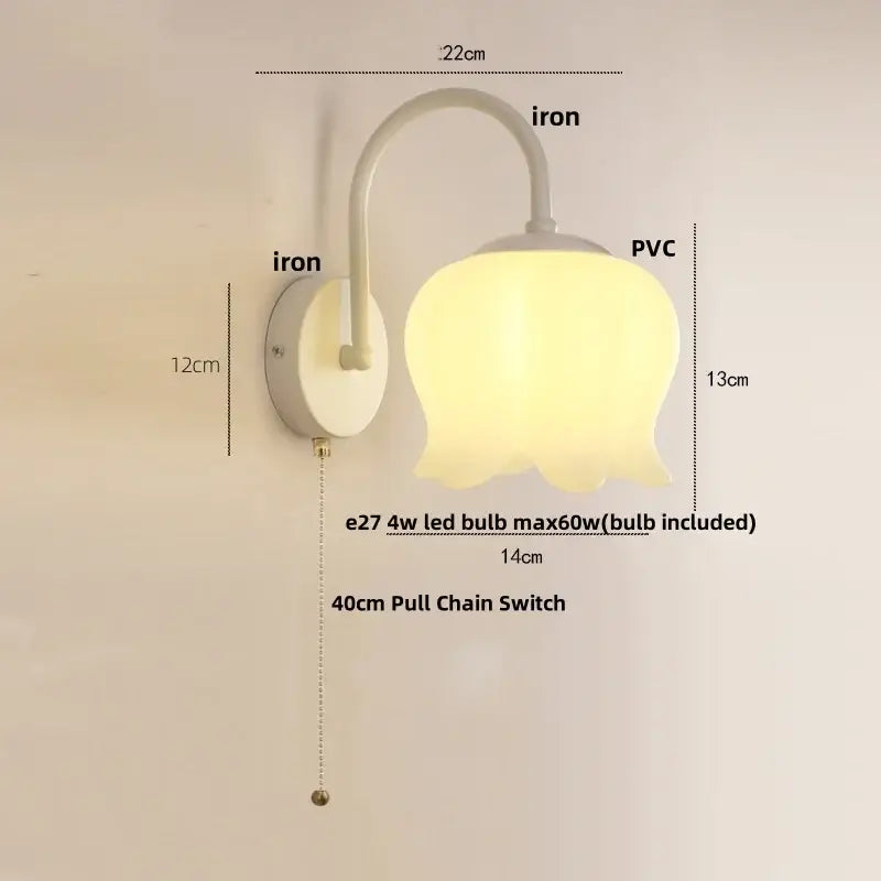 Modern gold led wall sconce with white iron and pvc tulip-shaped frosted glass shade for stairway lighting