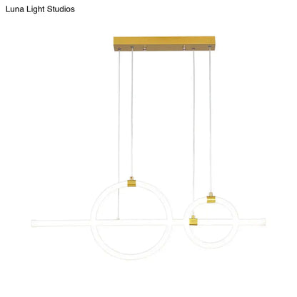 Modern minimalist gold linear pendant light with clear acrylic ring led design for dining room by decorbites color remote control