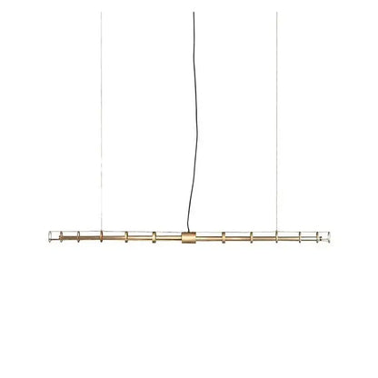 Modern gold linear glass chandelier with brass frame and minimalist design for dining room decorbites glass chandelier