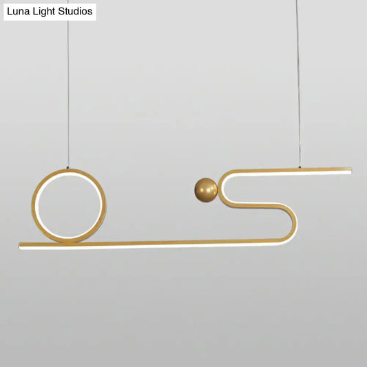 Decorbites minimalist gold linear led ceiling hang lamp with abstract geometric design for restaurants 220v-240v 110v-120v