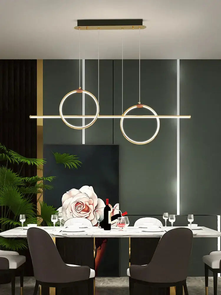 Modern gold luxury ring pendant chandelier with warm led lighting and polished gold metal accents for dining room decorbites gold luxury
