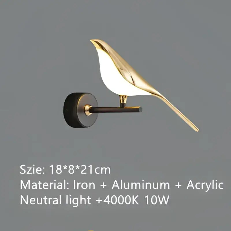 Modern gold magpie bird led chandelier dining room pendant light made of iron aluminum and acrylic by decorbites gold magpie