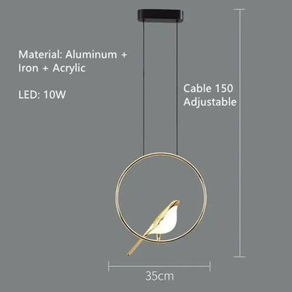 Modern gold magpie bird led ring chandelier in gold tone made of aluminum and iron for dining room decorbites gold magpie
