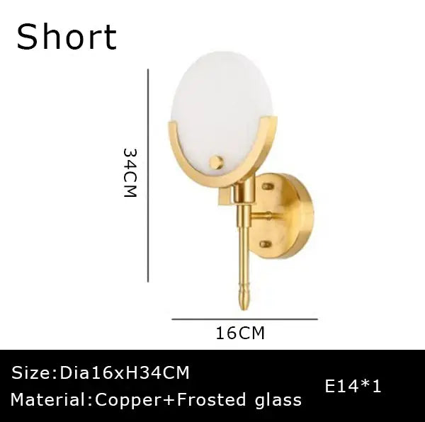 Modern gold marble wall light featuring a gold-finished copper frame and frosted glass oval shade for bedroom decorbites wall lights