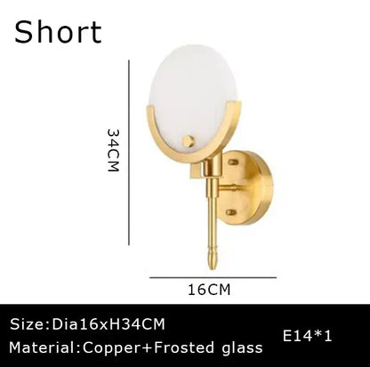 Modern gold marble wall light featuring a gold-finished copper frame and frosted glass oval shade for bedroom decorbites wall lights