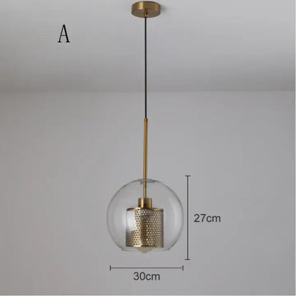 Modern gold mesh glass ball pendant light with clear glass globe and brass finish for kitchen dining room decorbites pendant light