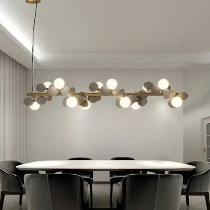 Modern decorbites gold metal branching pendant light with spherical glass bulbs in white gray and gold for dining room decor