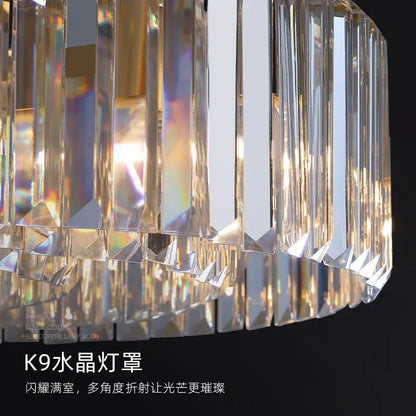 Modern gold metal crystal pendant light with clear faceted k9 crystal chandelier shade for dining room decorbites gold metal