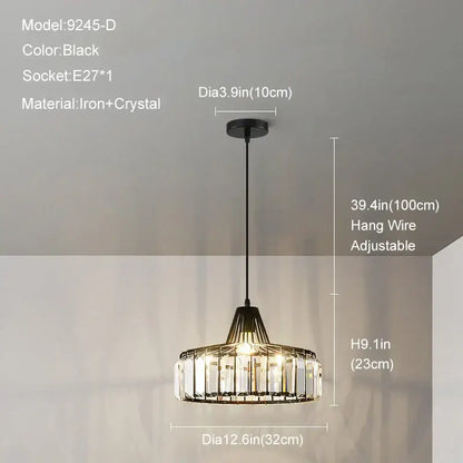 Modern gold mini crystal pendant light with black iron frame and geometric design for bedroom decorbites gold mini chandelier