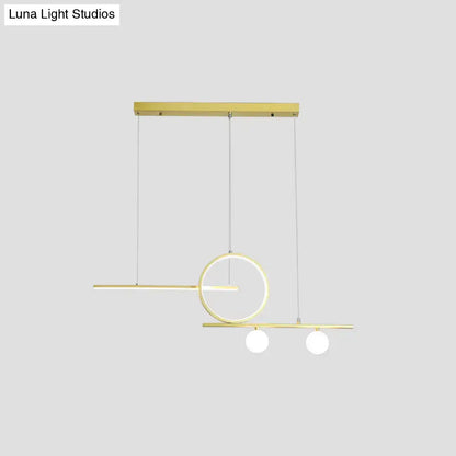DecorBites™ minimalist LED island ceiling light with black gold white globe acrylic shade for dining room use