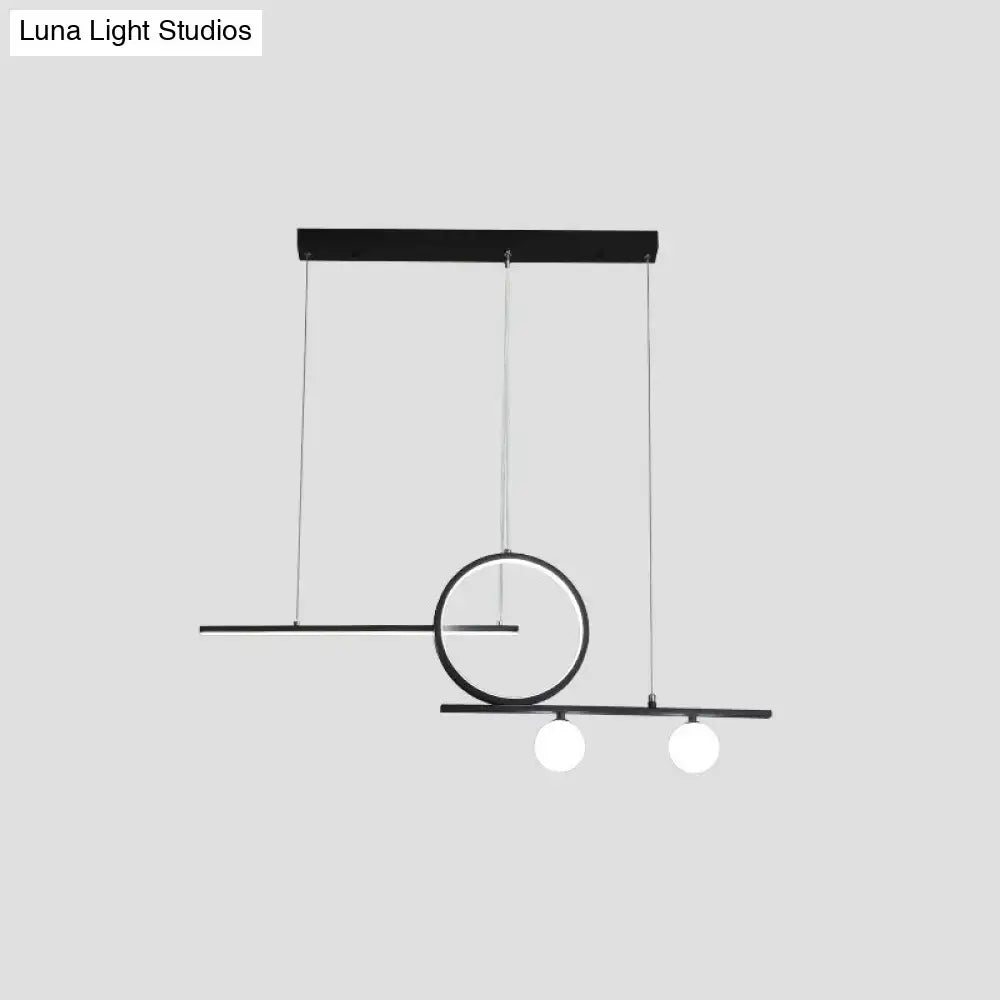 DecorBites™ minimalist black pendant light with globe acrylic shade for dining room with sleek circular ring design