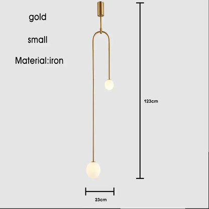 Modern gold minimalist iron chandelier with two spherical glass bulbs for dining room decorbites black pendant light