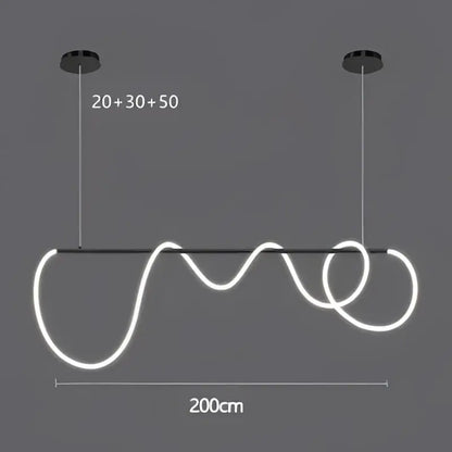 Modern gold minimalist led neon rope pendant light with black metal frame and wavy white led strips for pendant lights decorbites gold minimalist