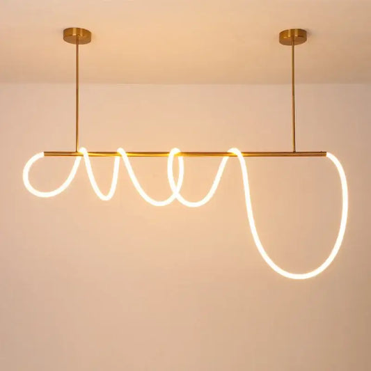 Gold minimalist led pendant light with glowing white led neon rope design for modern kitchen decorbites gold minimalist