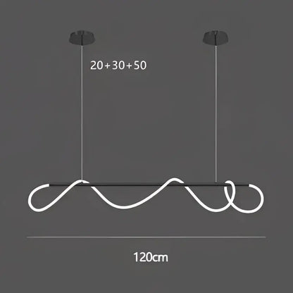 Modern white led pendant lights with sleek wavy design and black mounting hardware for decorbites gold minimalist led kitchen decor