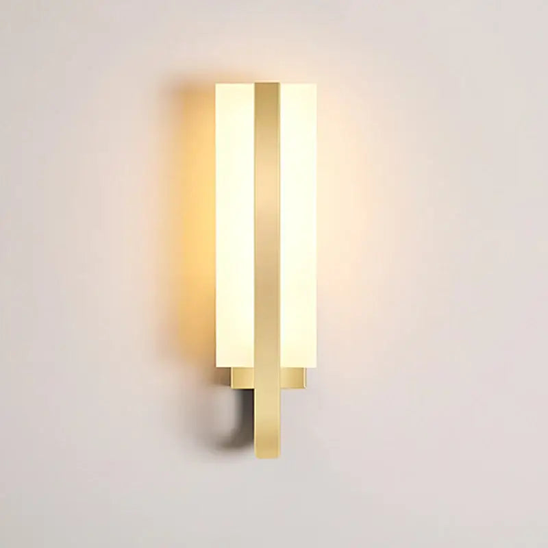 Modern gold minimalist led wall lamp with two vertical panels and central accent bar for bedroom aisle lighting