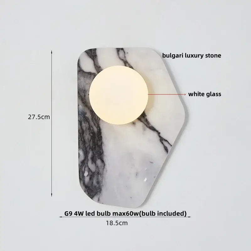 Modern gold mushroom wall lamp with white marble hexagonal carbon steel base and white glass led for bedroom decorbites carbon steel