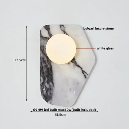 Modern gold mushroom wall lamp with white marble hexagonal carbon steel base and white glass led for bedroom decorbites carbon steel