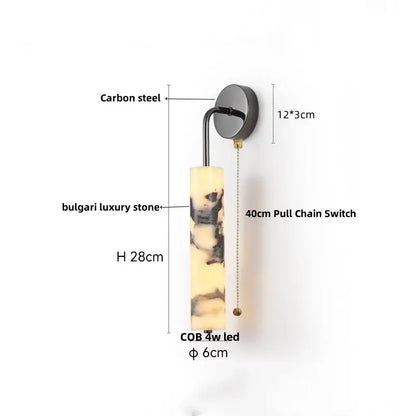 A modern gold mushroom wall lamp with bulgari luxury stone and carbon steel decorbites carbon steel hardware