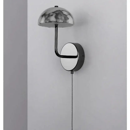Modern gold mushroom carbon steel wall lamp with chrome finish and pull chain by decorbites for stylish bedroom decor