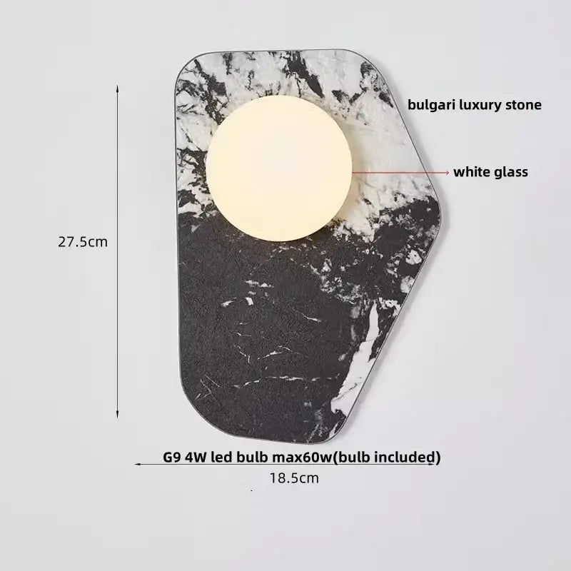 Modern gold mushroom carbon steel wall lamp with black and white marble base and warm led bulb by decorbites carbon steel