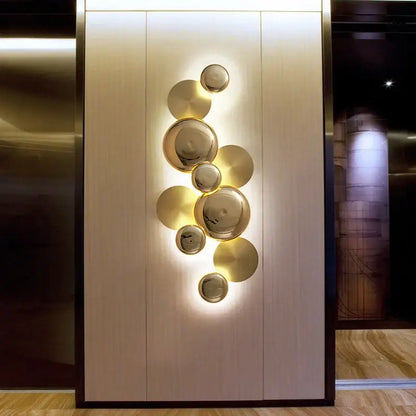 Modern gold nordic led wall lamp spherical sconce with golden metallic minimalist decorbites gold nordic design