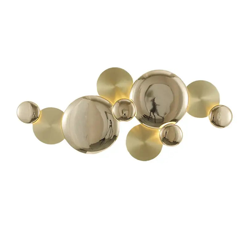 Modern gold nordic led wall lamp featuring gold-toned metallic spherical decorbites gold nordic wall lamp design
