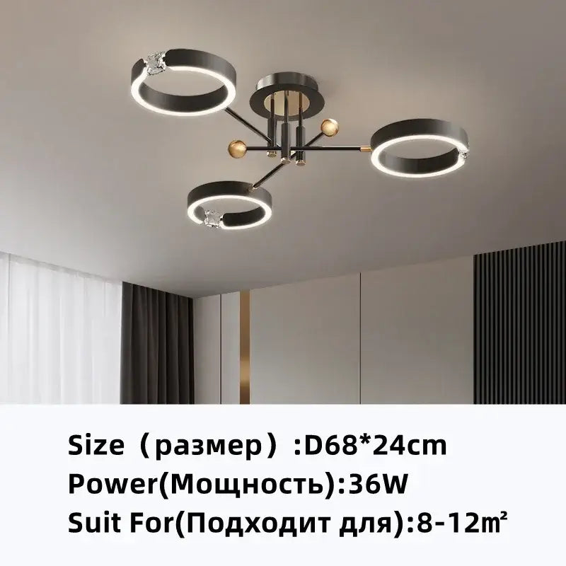 Modern black and gold plated luxury chandelier with crystal accents designed for elegant living room decorbites lighting