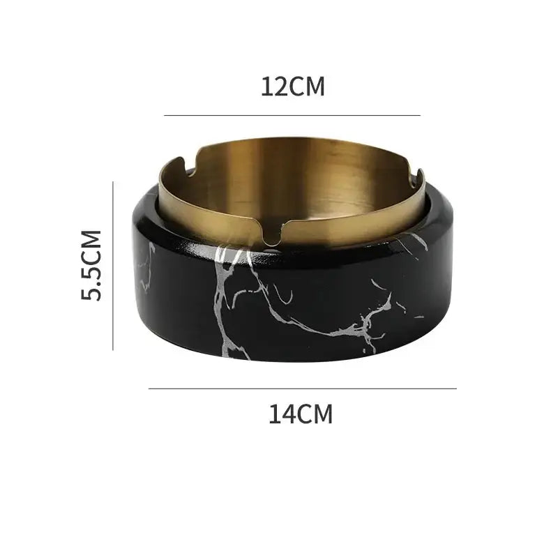 Black marble texture ashtray with gold plated rim from decorbites for modern living room smoking tray decor