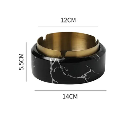 Black marble texture ashtray with gold plated rim from decorbites for modern living room smoking tray decor