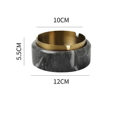A modern gold plated ashtray with dark gray marble texture base for living room decor by decorbites gold plated