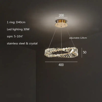 Modern gold plated steel pendant lamp with stainless steel frame and crystal accents for dining room decorbites gold plated design