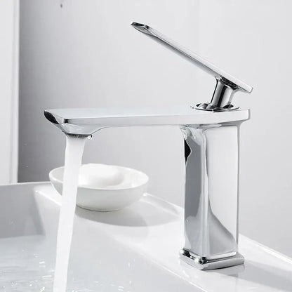 Modern chrome-finished basin faucet with sleek rectangular design and long spout for decorbites brass basin faucet use