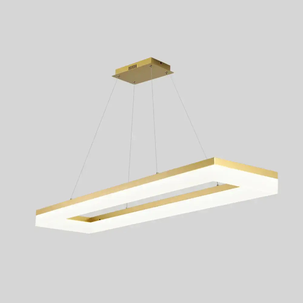 Modern decorbites led ceiling light with sleek gold frame and bright white acrylic panel for island lighting