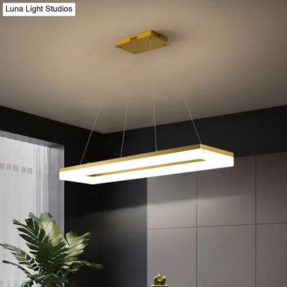 Decorbites gold finish rectangular island led ceiling light with sleek frame and bright white acrylic illumination