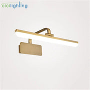 Modern gold rectangular led vanity lights with sleek gold finish and minimalist mounting bracket for bathroom walls