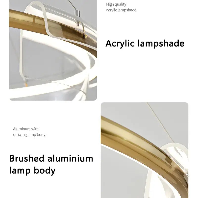 Modern gold ring chandelier pendant light with clear acrylic lampshade and brushed aluminum lamp body decorbites gold ring