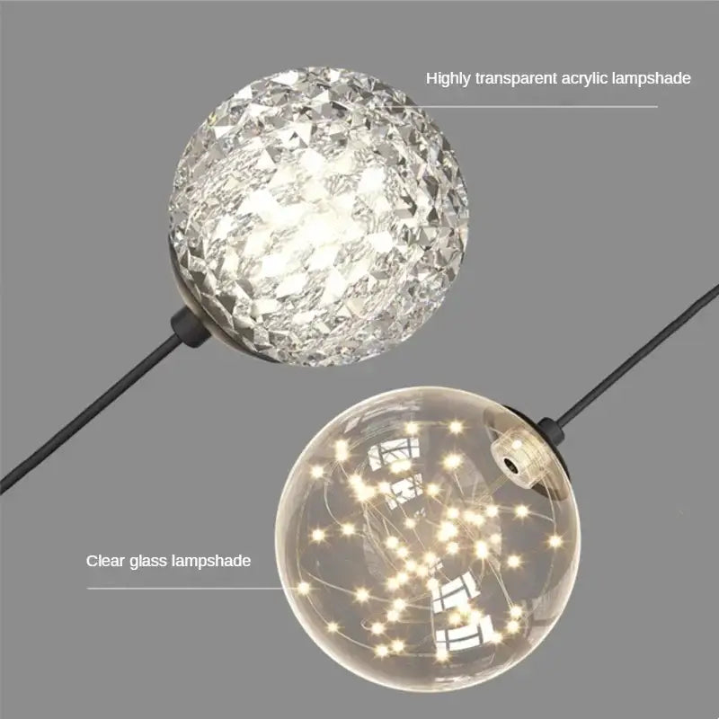 Modern gold ring led pendant light with a highly transparent acrylic lampshade and faceted decorbites gold ring design