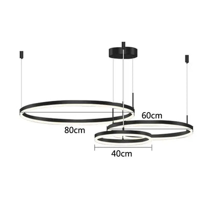 Modern black circular led ceiling lamp with illuminated inner rings available in 40 60 and 80cm decorbites gold ring pendant